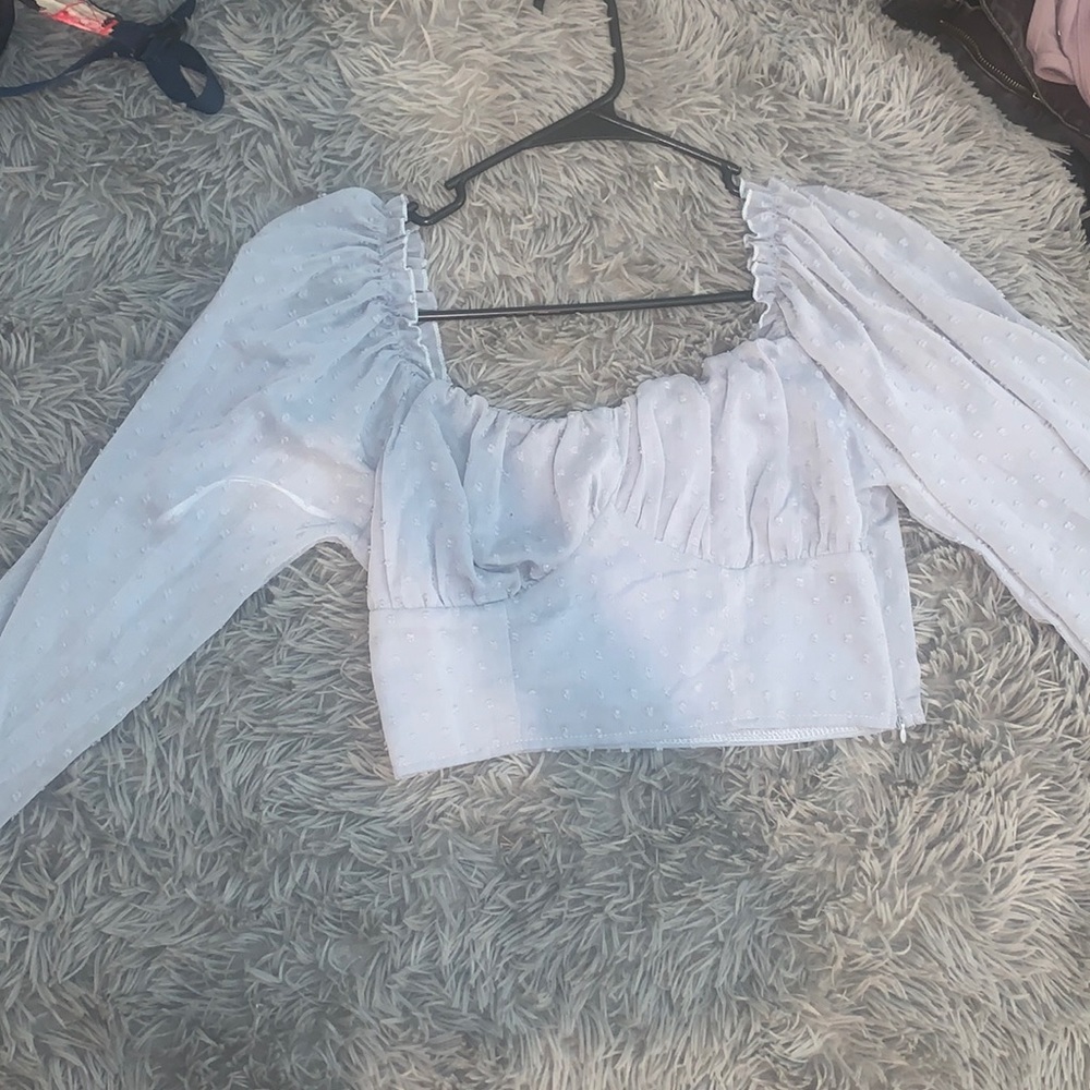 SHEIN dusty blue crop top